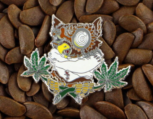 BHO Pins Owl On Mariguana Pin Silver