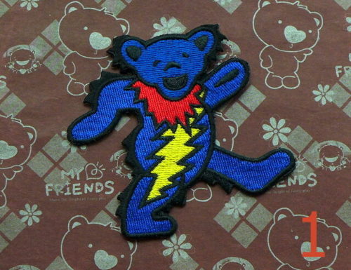 Grateful Dead Patch Happy Pooh Bear Lighting Bolt 3 Inch Tall