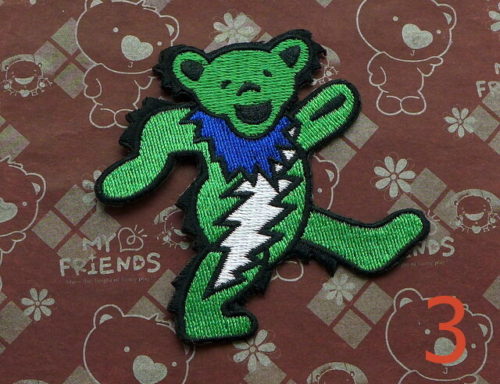 Grateful Dead Patch Happy Pooh Bear Lighting Bolt 3 Inch Tall