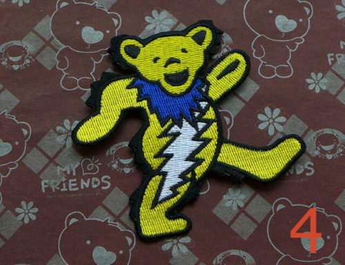 Grateful Dead Patch Happy Pooh Bear Lighting Bolt 3 Inch Tall