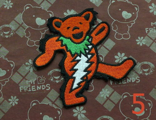 Grateful Dead Patch Happy Pooh Bear Lighting Bolt 3 Inch Tall