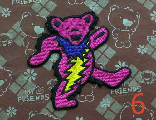 Grateful Dead Patch Happy Pooh Bear Lighting Bolt 3 Inch Tall