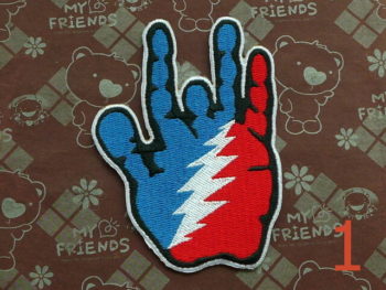 Grateful Dead Patch Jerry Garcia Hand Lighting Bolt Gun 3 1/2 Inch Tall