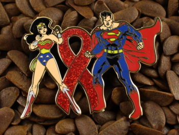 Red Ribbon Pins Wonder Woman Superman Pin