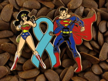 Blue Ribbon Pins Wonder Woman And Superman Pin