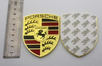 Porsche Crest Metal Enamel Car Emblem 3 Inch Tall Sticker