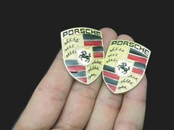 Porsche Crest Metal Enamel Car Emblem 1.5 Inch Tall Sticker