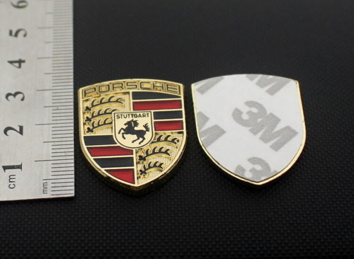 Porsche Crest Metal Enamel Car Emblem 1 1/5 Inch Tall Sticker